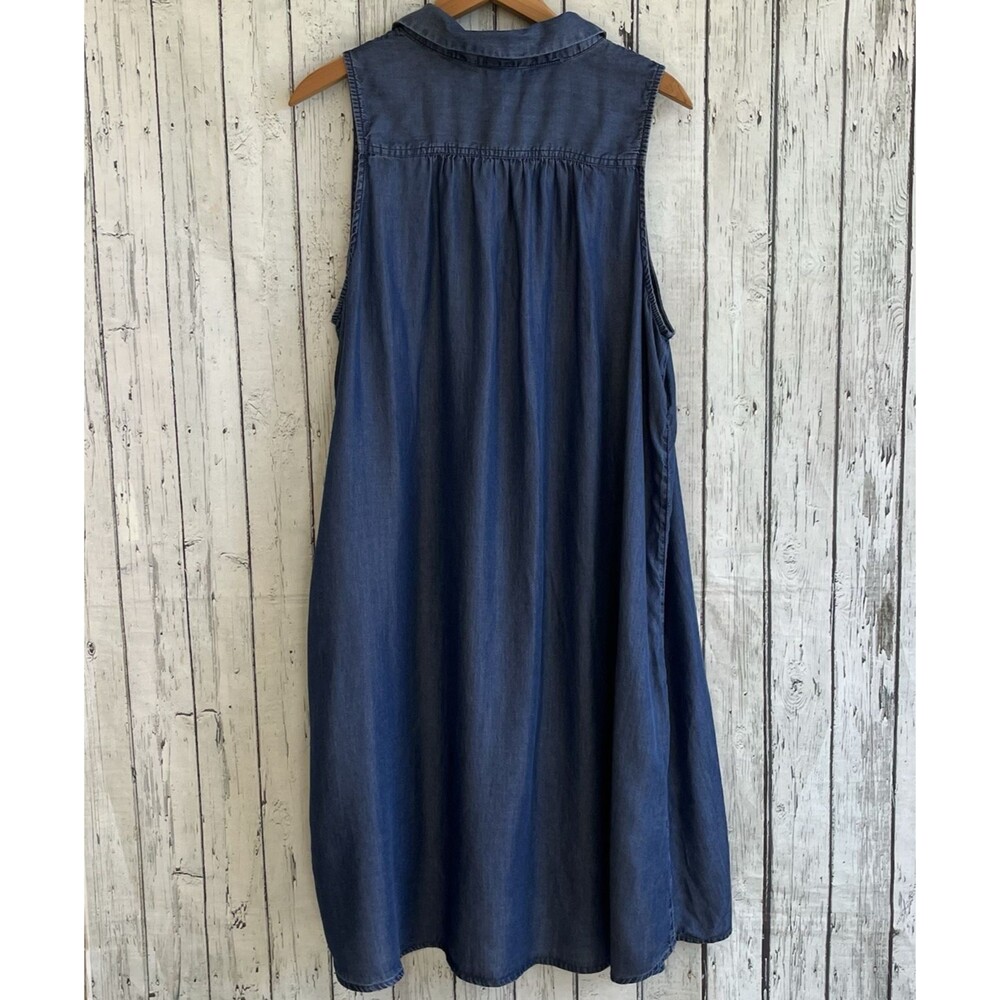 Mossimo Women Popover Lyocell Chambray Tunic Dress Size XXL Hi Low Sleeveless - Picture 5 of 9